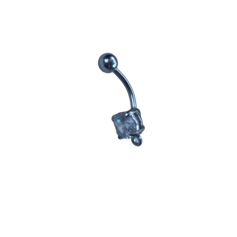 Faux diamond belly button ring